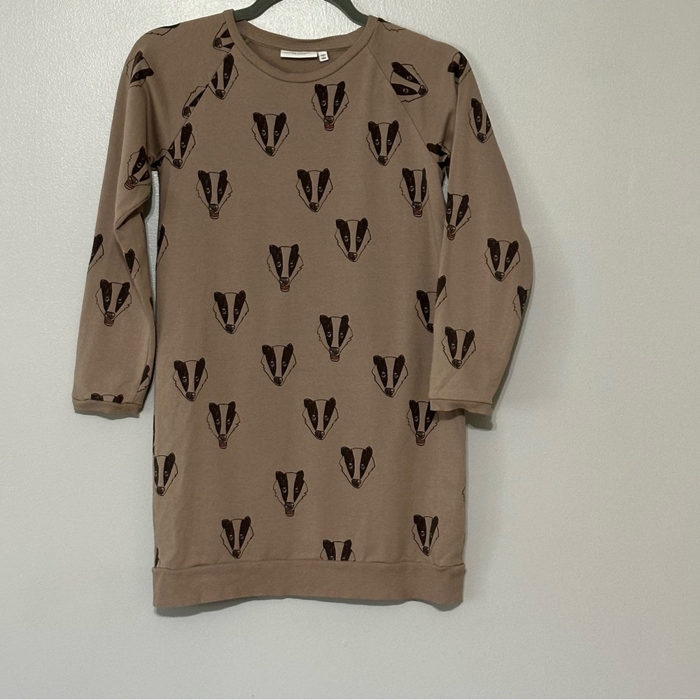 Mini Rodini badger print long-sleeve sweatdress‎